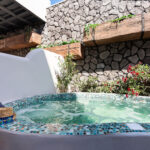 Suite 103 XL outdoor hot tub and private terrace at The Cosmopolitan Karterados Urban Suites
